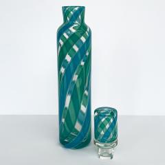 Fratelli Toso Fratelli Toso Murano Blue Green Stripe Italian Glass Decanter - 1107969