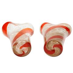 Fratelli Toso Fratelli Toso Pair of Pinched Top Glass Vases With Red Spiral 1950s - 2395510
