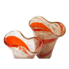 Fratelli Toso Fratelli Toso Pair of Pinched Top Glass Vases With Red Spiral 1950s - 2395515