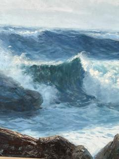 Fred Pye Fred Pye Signed Rocky Seascape Painting Maine Oil on Canvas - 4323411
