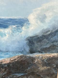 Fred Pye Fred Pye Signed Rocky Seascape Painting Maine Oil on Canvas - 4323412
