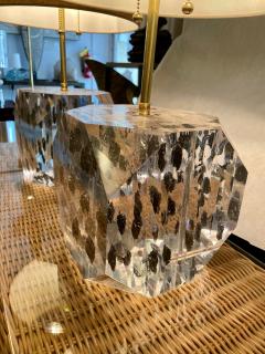 Freda Koblick Lucite Layered Hexagonal Block Lamps Pair by Freda Koblick - 4636877