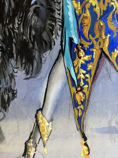Freddy Wittop Show Girl with Fantasy Horse Fashion Illustration in Blue and Black - 2553283