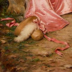 Frederic Soulacroix Antique French oil painting of a romantic courting scene by Frederic Soulacroix - 4448605