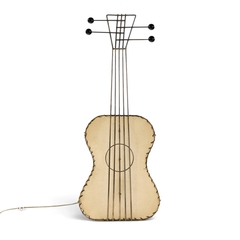 Frederic Weinberg Frederick Weinberg Mid Century Black Wire and Parchment Guitar Lamp - 4808919