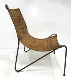 Frederic Weinberg Frederick Weinberg Mid century Modern Iron Wicker Sling Chair - 3946556