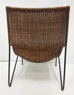 Frederic Weinberg Frederick Weinberg Mid century Modern Iron Wicker Sling Chair - 3946558