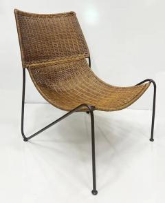 Frederic Weinberg Frederick Weinberg Mid century Modern Iron Wicker Sling Chair - 3946560