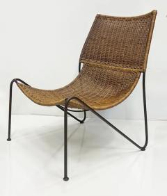 Frederic Weinberg Frederick Weinberg Mid century Modern Iron Wicker Sling Chair - 3946601