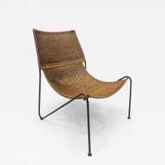 Frederic Weinberg Frederick Weinberg Mid century Modern Iron Wicker Sling Chair - 3948487