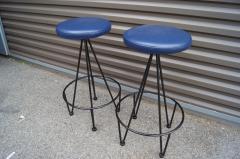 Frederic Weinberg Pair of Iron and Leather Bar Stools by Frederic Weinberg - 3061178