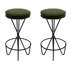 Frederic Weinberg Pair of Mid Century Modern Bar Stools by Frederic Weinberg in Black Iron - 3313744