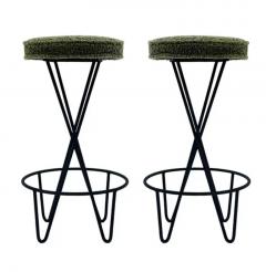 Frederic Weinberg Pair of Mid Century Modern Bar Stools by Frederic Weinberg in Black Iron - 3313746