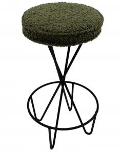 Frederic Weinberg Pair of Mid Century Modern Bar Stools by Frederic Weinberg in Black Iron - 3313752