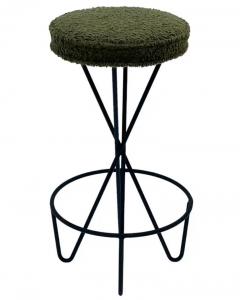 Frederic Weinberg Pair of Mid Century Modern Bar Stools by Frederic Weinberg in Black Iron - 3313788