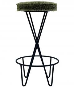 Frederic Weinberg Pair of Mid Century Modern Bar Stools by Frederic Weinberg in Black Iron - 3313789