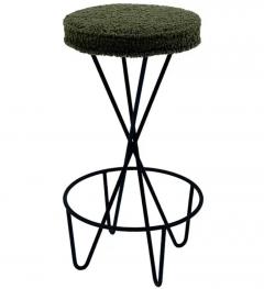 Frederic Weinberg Pair of Mid Century Modern Bar Stools by Frederic Weinberg in Black Iron - 3313790