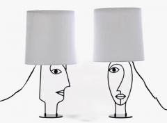 Frederic Weinberg Post Modern Picasso Facial Silhouette Inspired Table Lamps c 1990 - 4117982