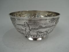 Frederick Brasted English Victorian Sterling Silver Bowl with Rural Fox Hunt Scene - 3761989