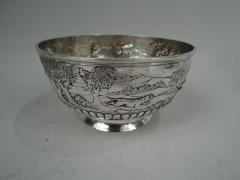 Frederick Brasted English Victorian Sterling Silver Bowl with Rural Fox Hunt Scene - 3761991