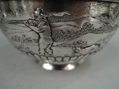 Frederick Brasted English Victorian Sterling Silver Bowl with Rural Fox Hunt Scene - 3761998