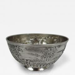 Frederick Brasted English Victorian Sterling Silver Bowl with Rural Fox Hunt Scene - 3763702