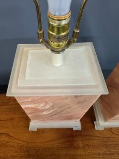Frederick Cooper Lamp Co Pair of Faux Marble Table Lamps by Frederick Cooper 1990 with Brushed Acrylic - 4206799