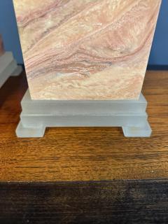 Frederick Cooper Lamp Co Pair of Faux Marble Table Lamps by Frederick Cooper 1990 with Brushed Acrylic - 4206808