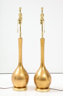 Frederick Cooper Lamp Co Pair of Gold Crackle Glazed Ceramic Lamps  - 2484349