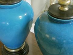 Frederick G Cooper A pair of American turquoise crackle glaze ceramic lamps by Frederick Cooper - 918071