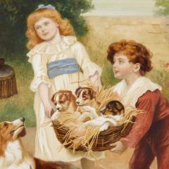 Frederick Morgan Fred Morgan A Family Party large Victorian watercolour painting - 3732212