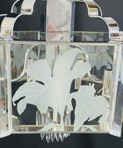 Frederick Ramond Art Deco Style Glass and Chrome Chandelier or Pendant - 3054715