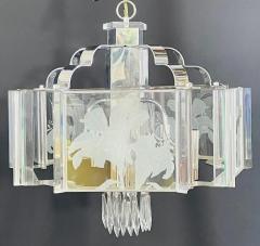 Frederick Ramond Art Deco Style Glass and Chrome Chandelier or Pendant - 3054720