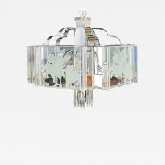 Frederick Ramond Art Deco Style Glass and Chrome Chandelier or Pendant - 3056652