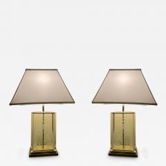 Frederick Raymond RARE LARGE ART DECO REVIVAL GLASS BRASS LUCITE LAMPS BY FREDERICK RAYMOND - 3431627