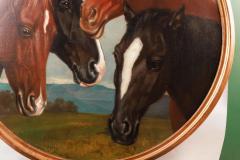 Frederick Rondel American 1826 1892 A Large Rare Painting of Four Horses  - 2728883