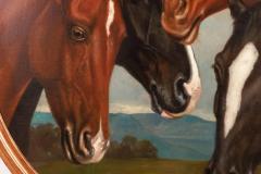 Frederick Rondel American 1826 1892 A Large Rare Painting of Four Horses  - 2728884