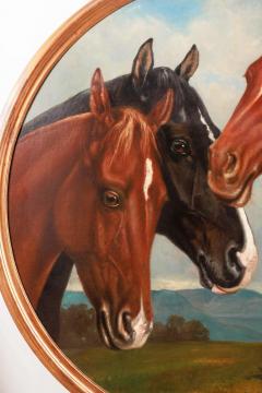 Frederick Rondel American 1826 1892 A Large Rare Painting of Four Horses  - 2728885