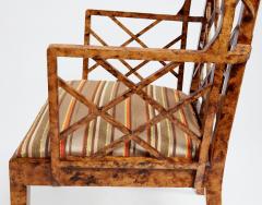 Frederick Victoria Monumental Pair of Faux Tortoise Chinese Chippendale Style Arm Chairs - 4331535