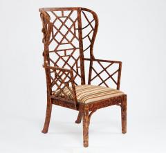 Frederick Victoria Monumental Pair of Faux Tortoise Chinese Chippendale Style Arm Chairs - 4331538