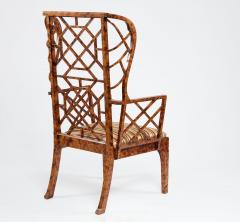 Frederick Victoria Monumental Pair of Faux Tortoise Chinese Chippendale Style Arm Chairs - 4331539