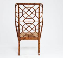 Frederick Victoria Monumental Pair of Faux Tortoise Chinese Chippendale Style Arm Chairs - 4331540