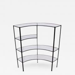 Frederick Weinberg Black and White Vitrolite Glass Wrought Iron Shelf by Frederick Weinberg - 565610