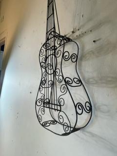 Frederick Weinberg MID CENTURY BLACK WIRE METAL GUITAR WALL SCULPTURE - 2124282