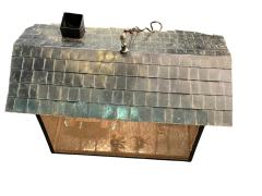 Frederick Weinberg MID CENTURY CABIN METAL DIORAMA OF A MAN WOMAN CHILD CAT ILLUMINATED LANTERN - 4647977
