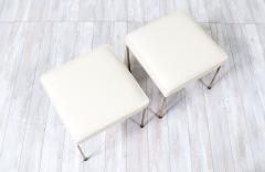 Frederick Weinberg Mid Century Modern Brass Leather Stools by Frederick Weinberg - 3118055