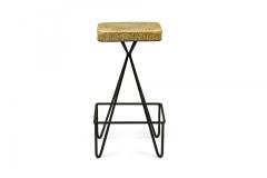 Frederick Weinberg Set of 6 Frederick Weinberg Wrought Iron Hairpin Leg Swivel Seat Bar Stools - 4274780