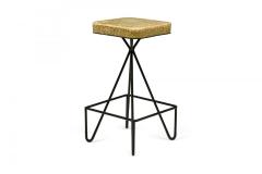 Frederick Weinberg Set of 6 Frederick Weinberg Wrought Iron Hairpin Leg Swivel Seat Bar Stools - 4274781