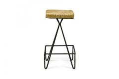 Frederick Weinberg Set of 6 Frederick Weinberg Wrought Iron Hairpin Leg Swivel Seat Bar Stools - 4274782