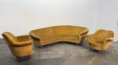 Frederico Munari 2 Velvet Armchairs by Federico Munari w Matching Sofa Available Italy 1950s - 4498601